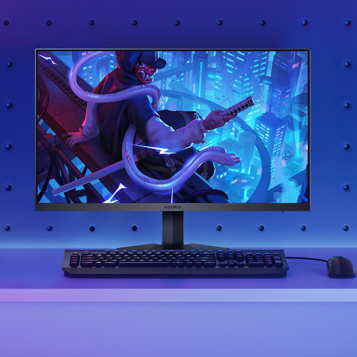 KOORUI Monitor 27 Pulgadas,Monitor Gaming 240Hz, Pantalla Ordenador FHD, 1ms, Adaptive Sync (1920 x 1080p, DCI-P3 90%, SRGB 100%, HDMI, DisplayPort, VESA 75x75)
