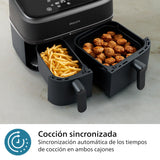 Philips Airfryer Dual Basket Serie 3000, 9L, Freidora de aire con 2 cestas, Kit Desayuno, Tecnología Rapid Air, 99% menos de grasa, ahorro de energía, ideal para familias, App HomeID (NA350/03)
