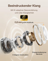 Baseus MC1 Blanc Auriculares Abiertos, Auriculares Bluetooth con Clip & 40H de Autonomía, Calidad de Sonido HiFi Bass Ai, Cómodos & Ligeros (5,2 g), Clip con Protección IP57 contra el Polvo & el Agua