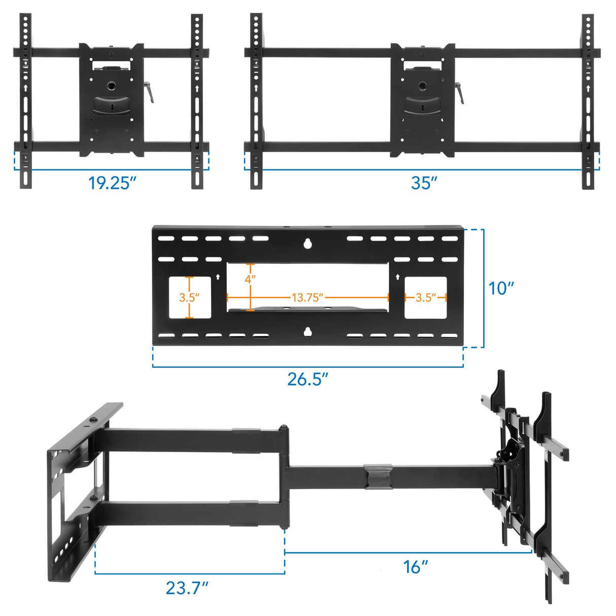 Mount-It! - Soporte de TV Brazo Largo, Movimiento Completo, articulado Extensible 1 m, para televisores 42, 47, 50, 55, 60, 65, 70, 75 y 80 Pulgadas, Compatible con VESA 800 x 400 mm, soporta hasta