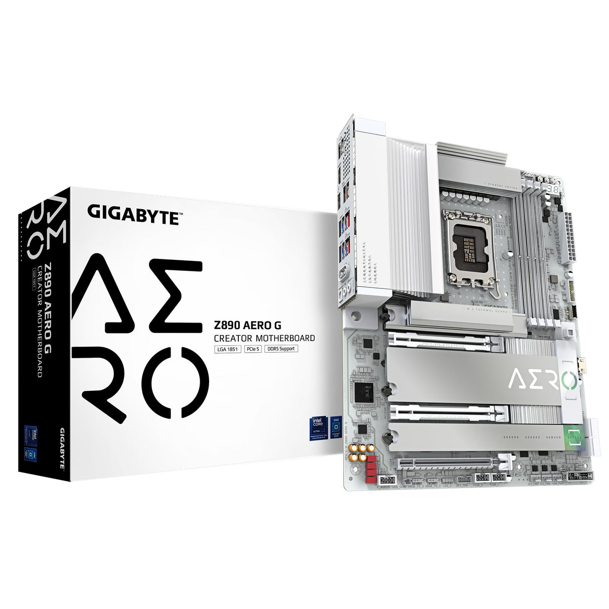 GIGABYTE Placa Base Z890 Aero G - Compatible con procesadores Intel Core Ultra (Serie 2), 16+1+2 Fases VRM, hasta 8800MHz DDR5 (OC), 1xPCIe 5.0 + 4xPCIe 4.0, Wi-Fi 7, LAN 2.5GbE, Thunderbolt 4