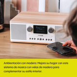 Pure Classic C-D6 Equipo de música (Reproductor de CD, Dab+/FM, Bluetooth, AUX, USB, Alarma Sleeptimer) Blanco algodón/Roble