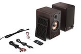 Sharp CP-SS30(BR) Pareja Altavoces estantería Activos 2vías, 60W RMS (2x30W) Carcasa Madera, Bluetooth v5.0, USB, óptica, Auxiliar, RCA, Ajuste Graves y Agudos, Rejilla extraíble, Mando a Distancia.