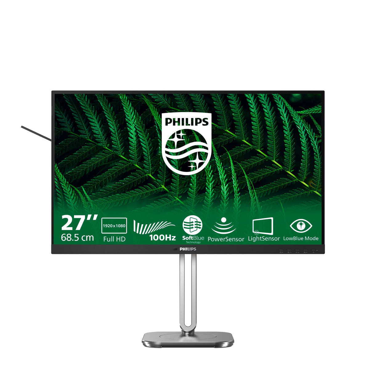 Philips 27B2G5200 Monitor 27" FHD, WLED, 100Hz, IPS, 4 ms GtG, Adaptive Sync., TUV EyeSafe, Altavoces, Altura Ajustable (1920x1080, D-Sub, 1x HDMI 1.4, 1x DP 1.2) Gris Oscuro