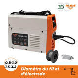 RURIS AS130FULL Welding Machine MMA/MIG/TIG + Accesorios: Mask, Hammer/Brush, Electrodos, Magnet, Gloves, Solar Welding Helmet, Apron, 0,8 mm Welding Wire.