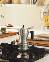 Alessi Pulcina MDL02/3BFM - Cafetera Espresso de Diseño, Mango y Pomo PA, Aluminio Fundido para Placa de Inducción, 3 Tazas, Negro