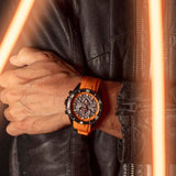 Lotus Reloj Hombre 18945/3 Vortex Caja de Acero Inoxidable 316l Negro Correa de Caucho Naranja