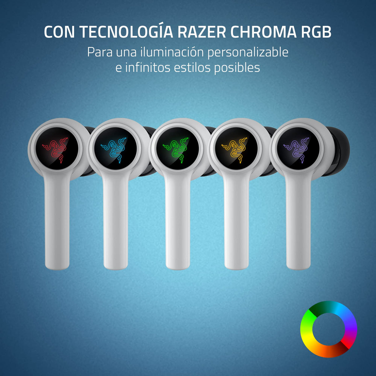 Razer Hammerhead HyperSpeed - Auriculares Gaming Inalámbricos Multiplataparama con Licencia para PlayStation (HyperSpeed Wireless, Cancelación Activa del Ruido) Blanco