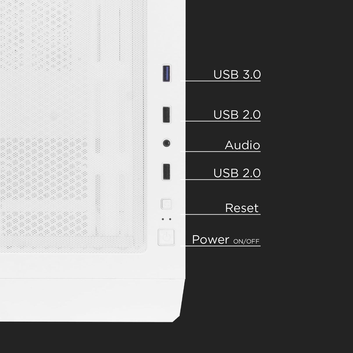 Noua Fobia L111 Blanco Micro ATX para PC Gaming Mini Tower 0.60MM SPCC Ventilador LED ARGB Direccionable Frontal Malla y Panel Lateral de Vidrio Templado Cierre Magnético