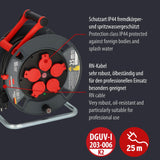 Brennenstuhl Carrete de cable profesional 300 KU 2200 (cable de 25 m en negro, fabricado en plástico especial, para uso en obras de construcción y uso permanente en exteriores, fabricado en Alemania)
