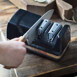 GRAEF Afilador de cuchillos de diamante CX110 con ángulo de afilado de 15°, afilador eléctrico con guía de cuchillas de elastómero, tecnología Dizor XV, discos de diamante para cuchillas asiáticas