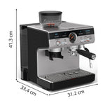 Krups Precision Cafetera profesional para espresso y capuccino,con molinillo integrado y 30 ajustes de molienda,cafetera con ajustes de preinfusión y control de temperatura,Acero inoxidable/Negro