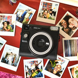 instax Cámara instantánea SQ40, Flash Integrado, exposición automática, Lente Selfie y Espejo Selfie, Acabado Texturizado Negro
