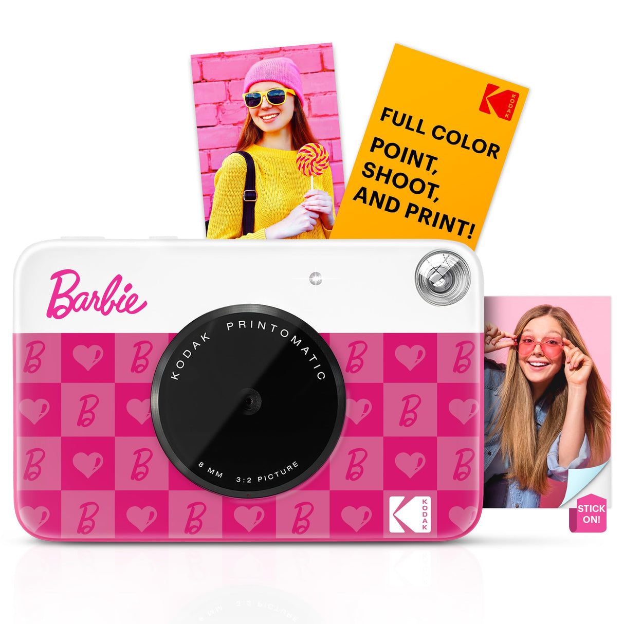 Kodak x Barbie Printomatic Cámara Digital de Impresión Instantánea a Color Completa Paquete de Inicio Barbie (Estilo Icónico) + Estuche de Cámara Deluxe Barbie + Papel Zink (20 Hojas)