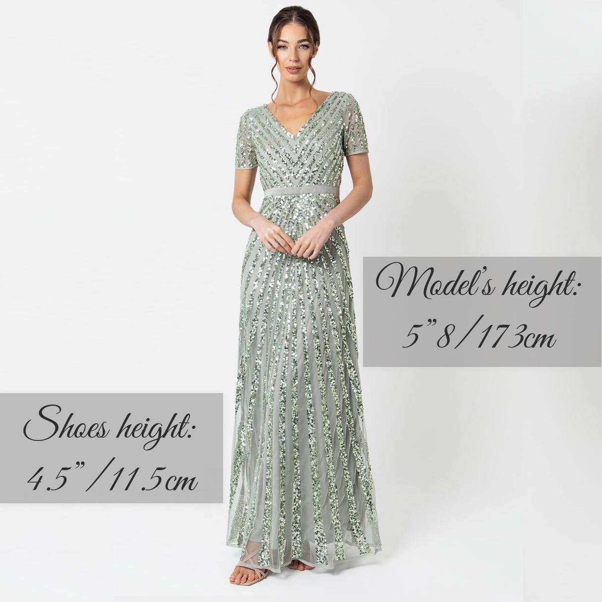 Maya Deluxe Abendkleid Pailletten Maxi Elegant für Hochzeit Vestido de la Dama de Honor De Las Mujeres, Verde, 46