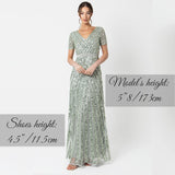 Maya Deluxe Abendkleid Pailletten Maxi Elegant für Hochzeit Vestido de la Dama de Honor De Las Mujeres, Verde, 46