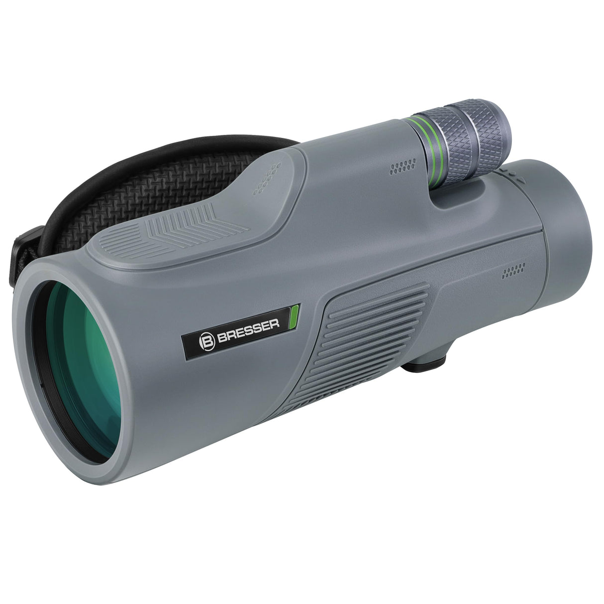 Bresser Monocular Wave 12x50 con Alto Aumento, Revestimiento Cristal BaK - 4, Resistente al Agua y Adecuado para Personas con Gafas, Gris