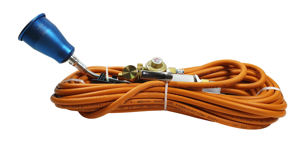 Pack TITANIO con 1 Quemador Ref. 150T + 1 Collar Ref. L400 + 1 Mango de Gatillo Todo Metal Ref. 640 con Empalme Giratorio + 20 m de Tubo Ref. 963/20S + 1 Regulador de 4 Bares Ref. 684 - EXPRESS