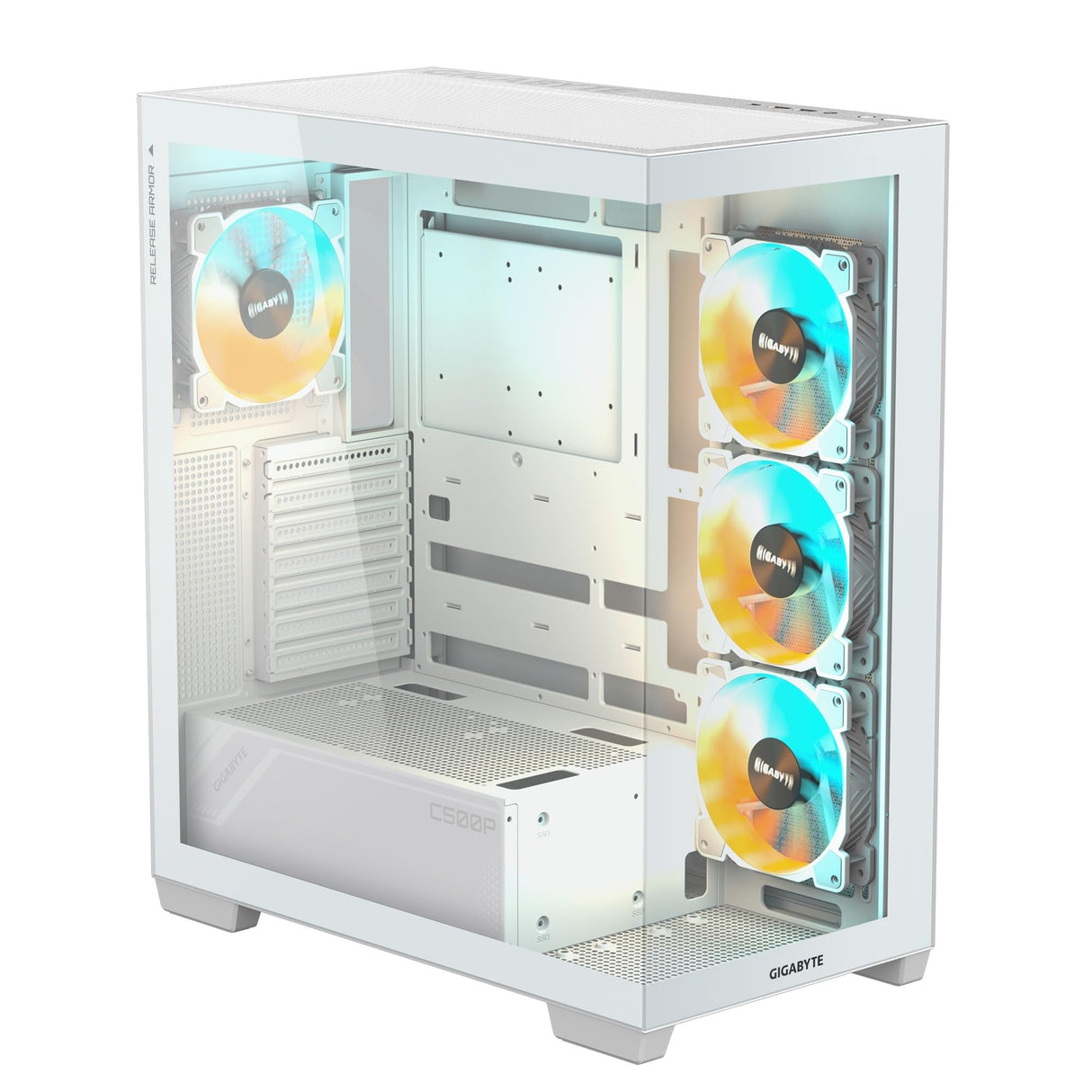 Gigabyte C500 Panoramic Stealth ATX Mid Tower - Carcasa de PC de Vidrio Templado RGB Fusion - Negro - GB-C500P ST