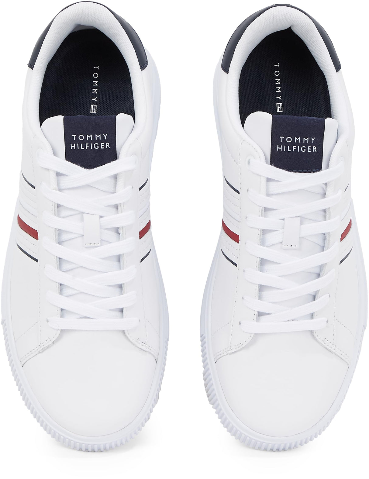 Tommy Hilfiger Sneaker con Suela Cupsole Hombre Modern Stripes con Logotipo, Blanco (White), 45
