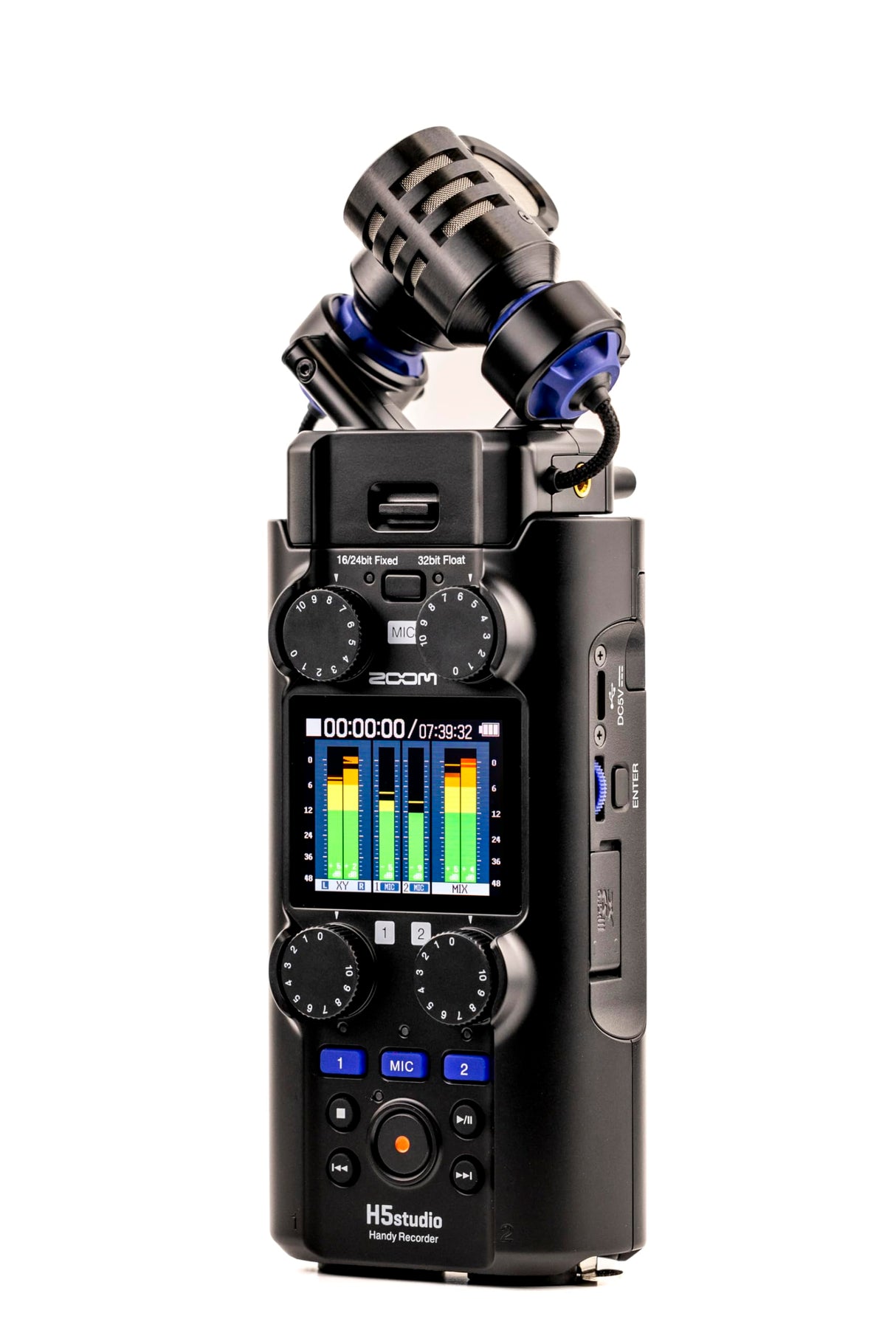 Zoom - H5Studio Grabador de Coma Flotante de 4 Pistas de 32 bits 192 kHz - 16/24 bits, Ganancia, limitadores, cápsula XYH-5e, Interfaz de Audio Mac, PC, iOS, Android