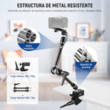 NEEWER 21" Brazo Mágico Montaje Cámara con Super Clamp,Soporte Escritorio Superior con 360° Cabezal Bola Dual,Adaptador Perno 1/4" 3/8" 5/8" para PA073 PA074 Phone Cage Rig DSLR Cámara Monitor, UA018