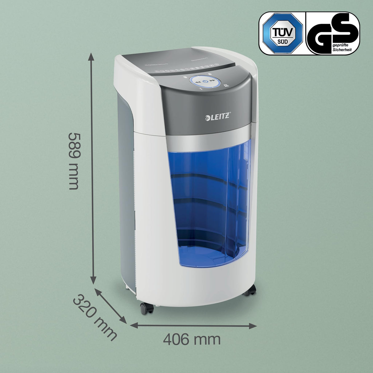 Leitz 83600000 - Destructora de Papel IQ OptiMax Office P5 Micro-Corte, Tritura 10-12 Hojas, Tecnología Única de Rotación y +33% de Capacidad de la Papelera, 35L (550xA4), Ultra-Silenciosa, Blanca