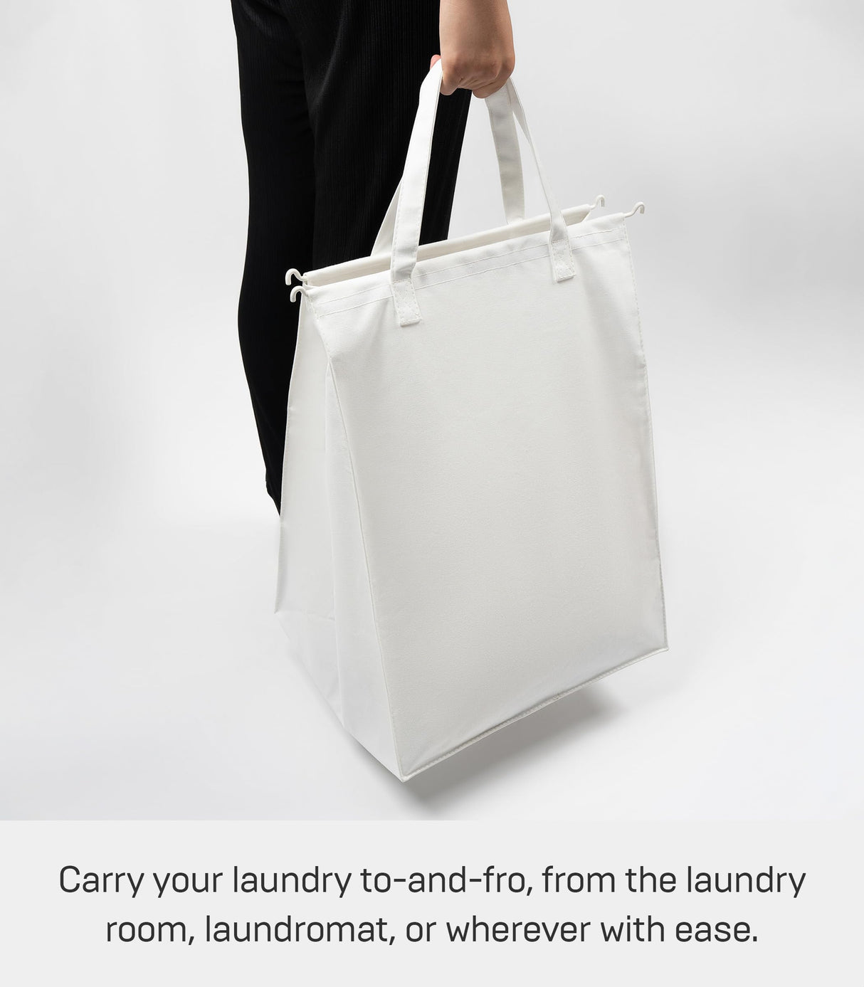 Yamazaki Home Laundry - Cesta de ropa para el hogar, forro de acero + algodón, aleación, blanco, L