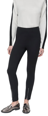 DKNY Pull On Ponte Pant W/Zipper Detail Pantalones, Negro, L Mujeres