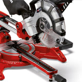 Einhell Ingletadora TC-SM 2131/1 Dual (máx. 1.800 W, 4.900 min-1, función de tracción integrada, tope de pieza, dispositivo de sujeción, incl. hoja de sierra de carburo de tungsteno, láser)