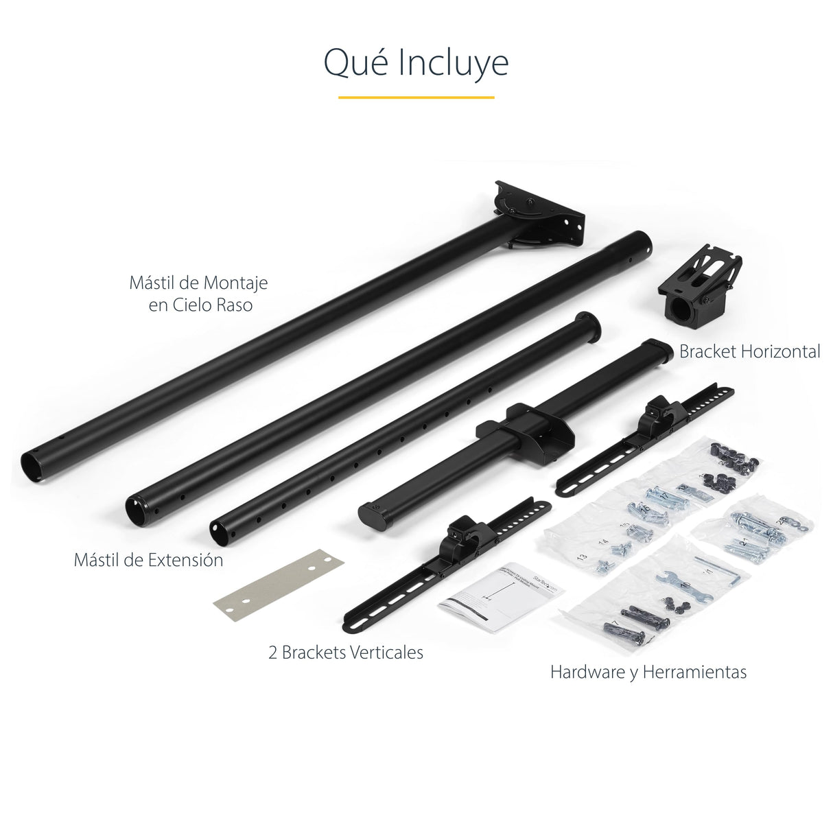 StarTech.com Soporte de Techo VESA para Montaje de Pantallas y TV de 32 a 75 Pulgadas con Mástil de hasta 3m - Ajustable