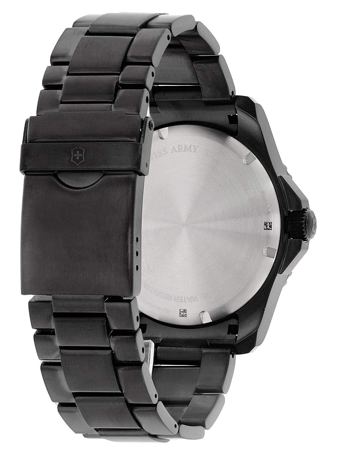 Victorinox Maverick Black Edition Ø 43 mm Reloj de Pulsera de Hombre, Swiss Made, Cuarzo analógico, Sumergible hasta 100 m, Pulsera de Acero Inoxidable, Negro