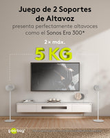goobay Soporte para Altavoces Sonos Era 300, Capacidad de Carga de 5 K, gestión de Cables, 71,5 cm de Altura, Blanco, 71985