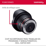 Samyang F1121903101 - Objetivo fotográfico DSLR para Nikon F Ae (Distancia Focal Fija 8mm, Apertura f/3.5-22 UMC, Ojo de Pez, CSII), Negro