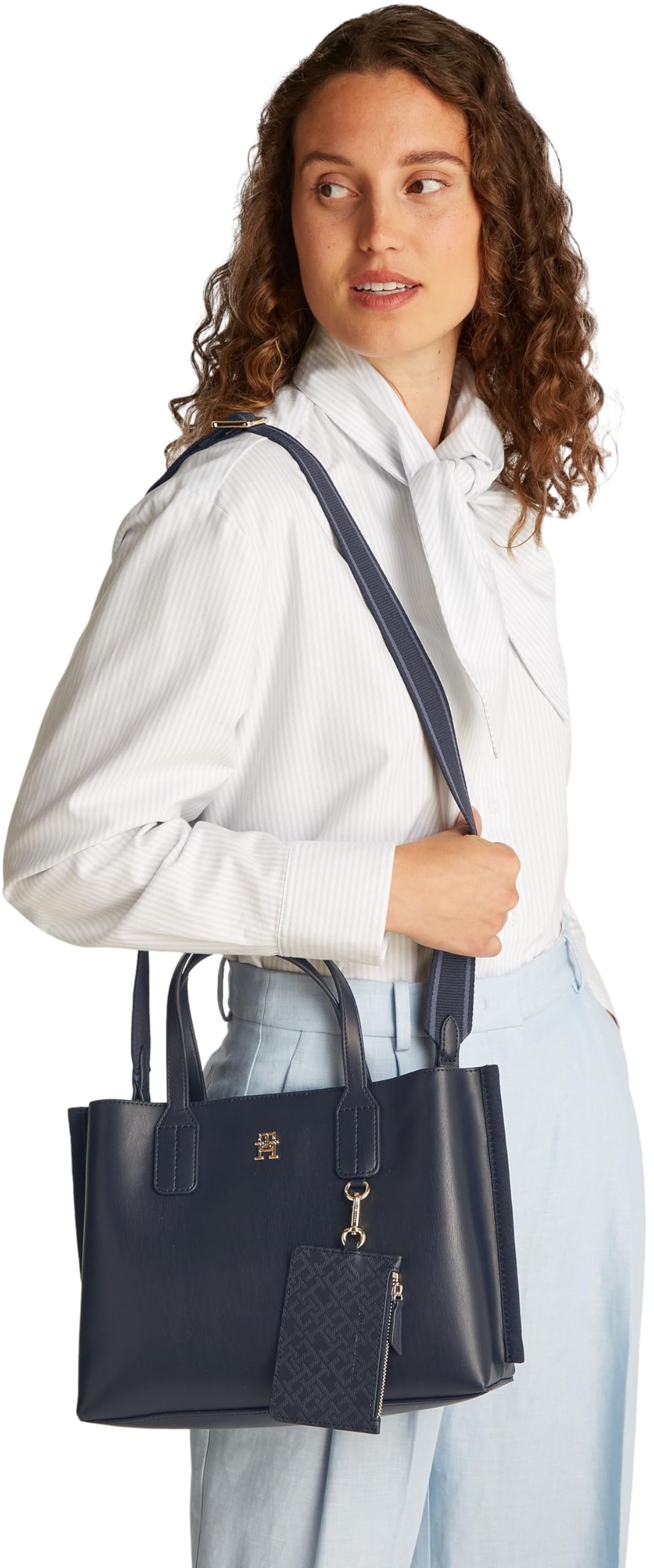 Tommy Hilfiger Bolso Tote Mujer Distinct Mini pequeño, Azul (Space Blue), Talla Única