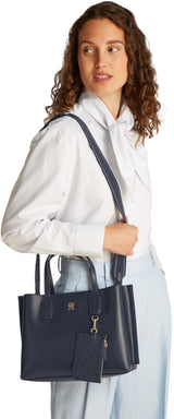 Tommy Hilfiger Bolso Tote Mujer Distinct Mini pequeño, Azul (Space Blue), Talla Única