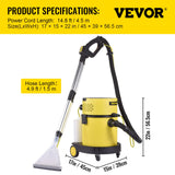 Vevor Aspirador Potente en Seco y Húmedo 4 en 1 Depósito Total de 20L, Mando de Control Remoto Lava Aspiradora 220V 1200W para Hogar Patio Garaje Taller