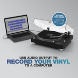 Glorious VNL-500 tocadiscos de accionamiento directo para DJ o Hifi con salida USB para grabación digital, selección de velocidad 33/45, rango de paso ajustable, carcasa, cartucho y cubierta antipolvo
