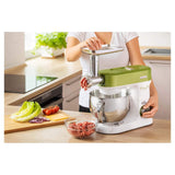 Sencor - Robot pastelero multifuncional, robot de cocina potente, motor 1200 W, con iluminación LED, 6 velocidades, puls y 2 programas NutriSmart, kit de accesorios completos - verde 3780