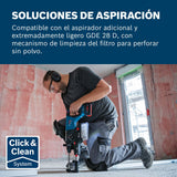 Bosch Professional 18V System martillo perforador a batería GBH 18V28 D, KickBack Control, incl paño de limpieza, empuñadura auxiliar, calibre de profundidad, bandeja, sin batería/cargador