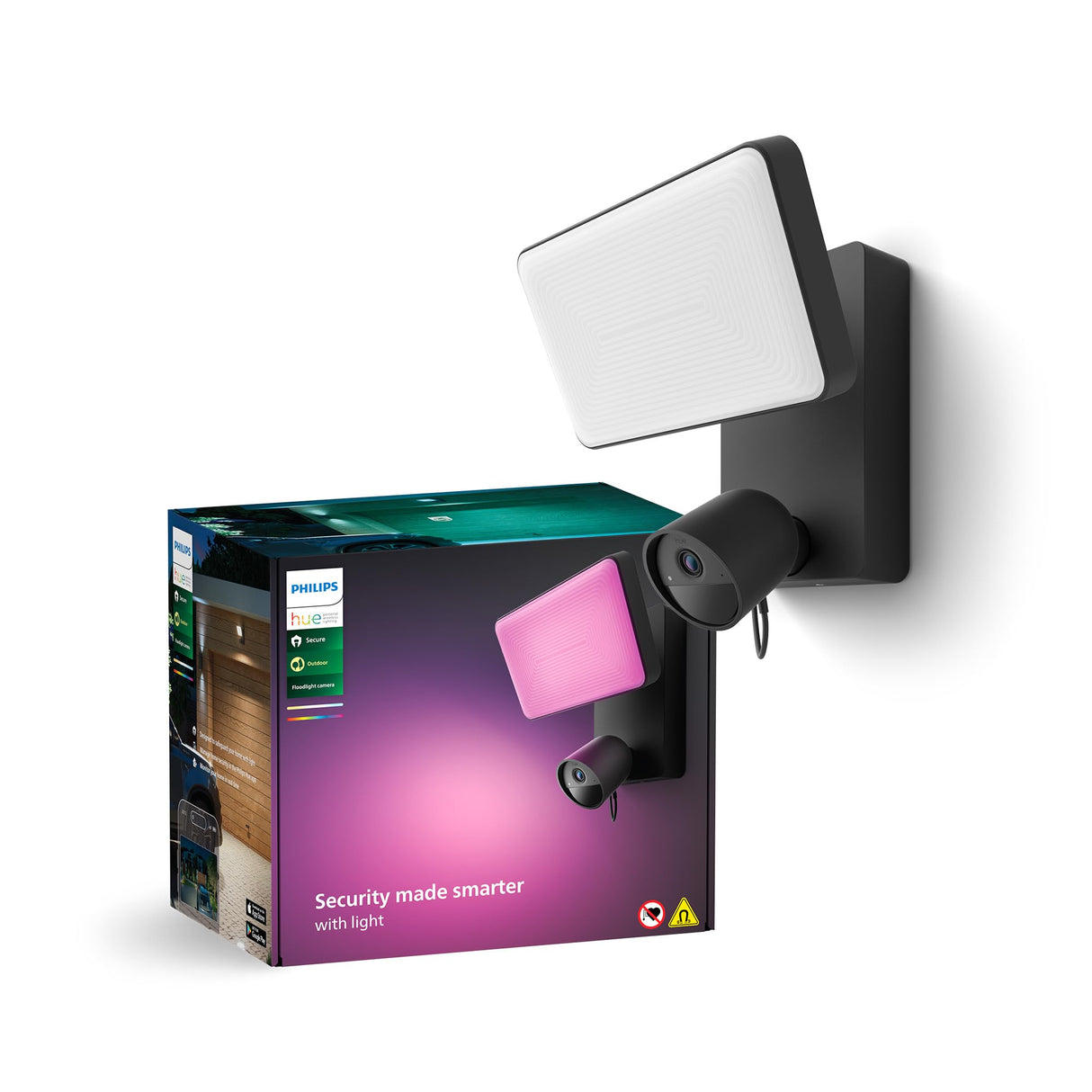 Philips Hue Secure - Cámara de Vídeo Vigilancia con Foco LED, resolución 1080p, Ideal para Exterior, fácil instalación, Audio bidireccional, Funciona con App