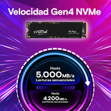 Crucial P3 Plus SSD 2TB PCIe Gen4 NVMe M.2 SSD Interno, Disco Duro SSD, hasta 5.000 MB/s, Compatible con Ordenador Portátil y de Sobremesa - CT2000P3PSSD801