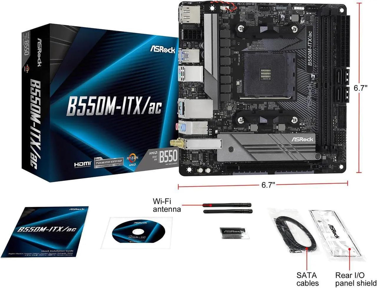 ASROCK B550M-ITX/AC AM4 DDR4 Retail, Micro ATX
