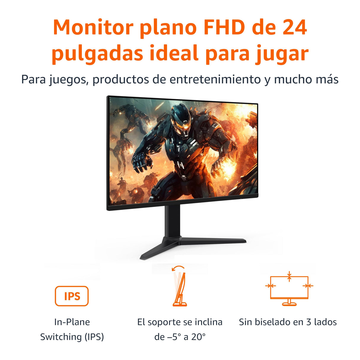 Amazon Basics Monitor para juegos de 24"/61 cm, FHD 1080p, 165 Hz, compatible con VESA, sincronización adaptativa, respuesta de 1 ms, Negro