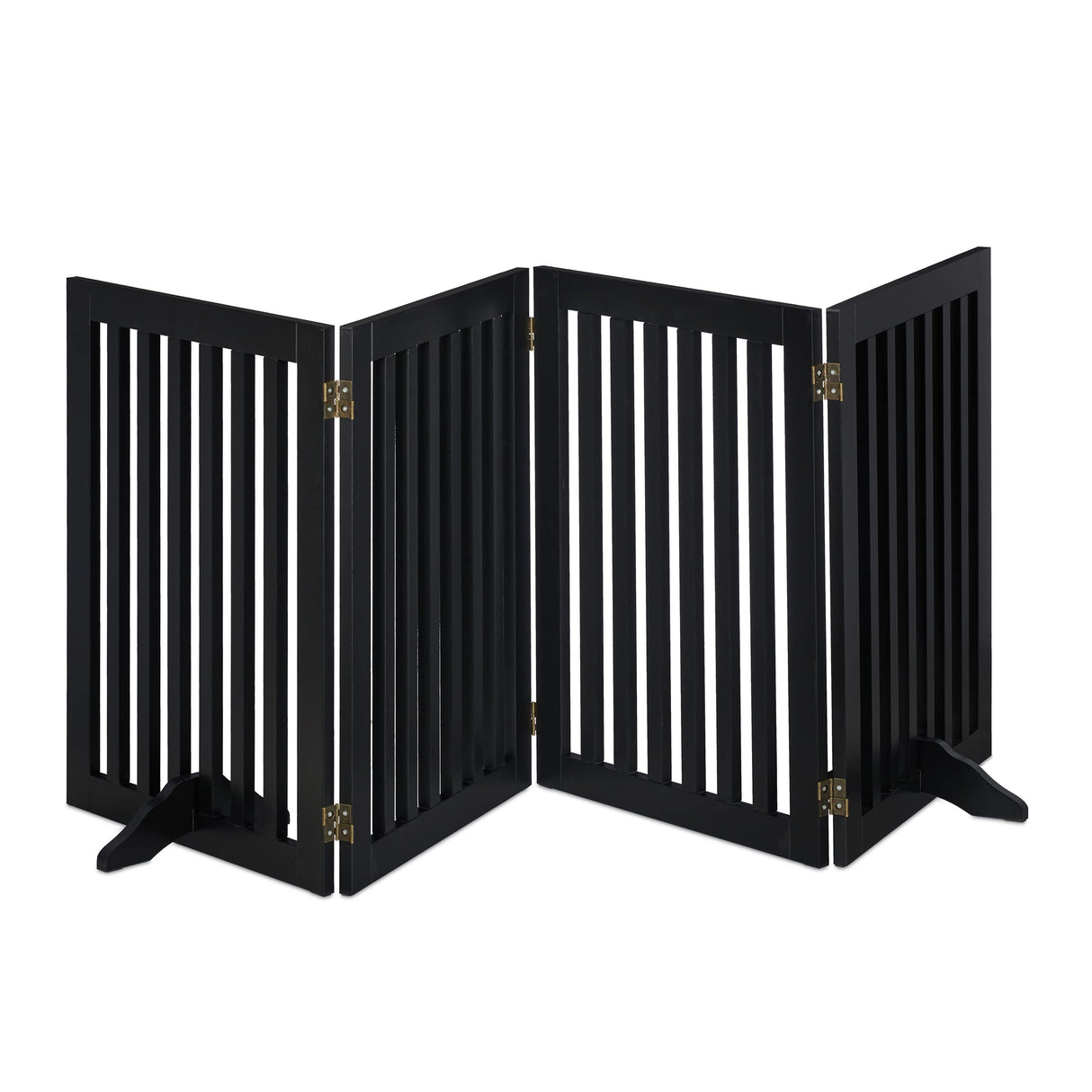 Relaxdays Barrera Seguridad Niños, Valla Protectora Plegable, 92 x 206,5 cm, Cerca Perros y Mascotas, con Patas, Negro, Tablero de Fibras