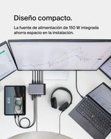 Belkin Hub USB-C, Base Dock USB c 11 en 1 Pro GAN 150 W, Docking Station con USB-C, USB-A, Ethernet, SD, MicroSD, Puerto 3,5 mm, Puertos HDMI 4K para Tres monitores, Compatible con MacBook Pro y más