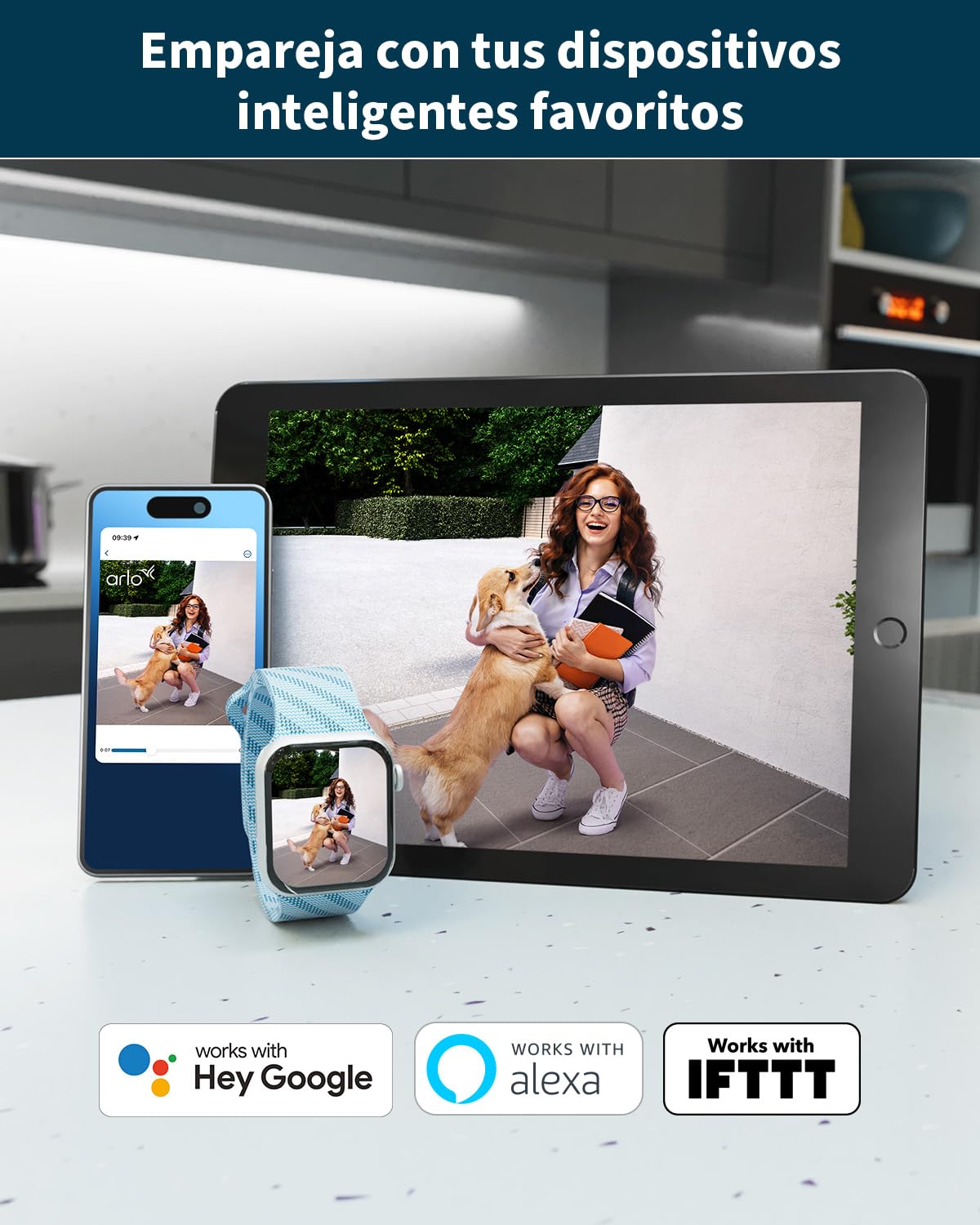 Arlo Pro 5 Camara de Vigilancia WiFi Exterior 2K, Camara Vigilancia WiFi Interior, Sensor de Movimiento, Alarmas para Casa, Visión Nocturna Color, Sirena, Prueba Secure Incluida, 1 Cámara, Blanca