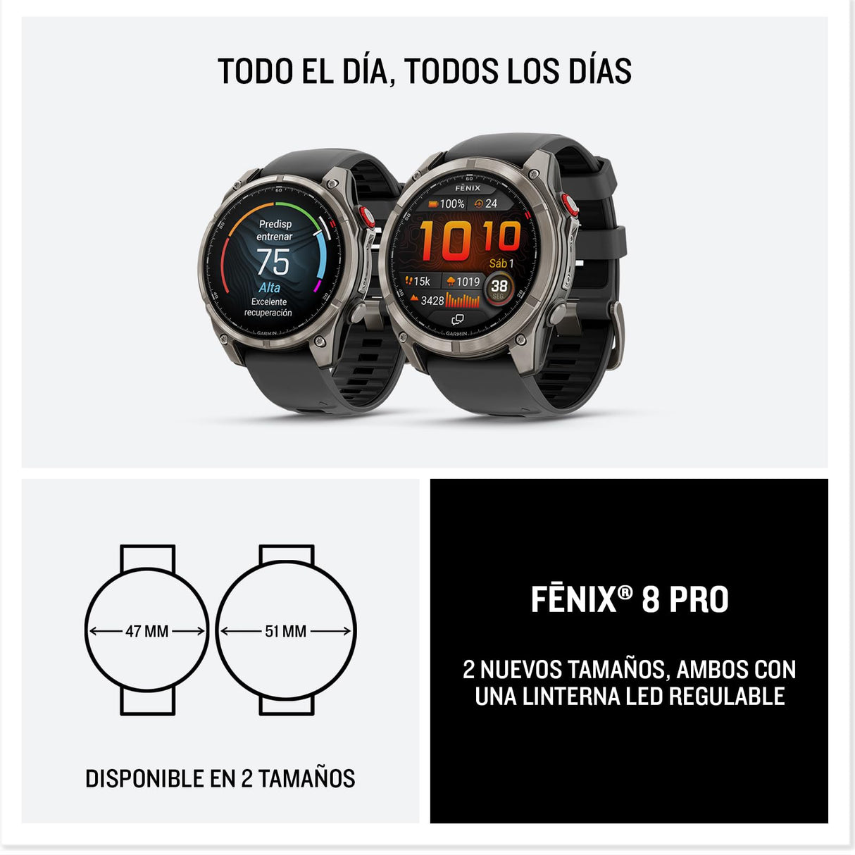 Garmin fēnix 8 Pro Zafiro, 51mm, Smartwatch Premium GPS Multideporte, Conectividad Satelital y LTE, Pantalla táctil AMOLED, Altavoz y micrófono Integrados, Mapas y hasta 27 días de autonomía, Grafito