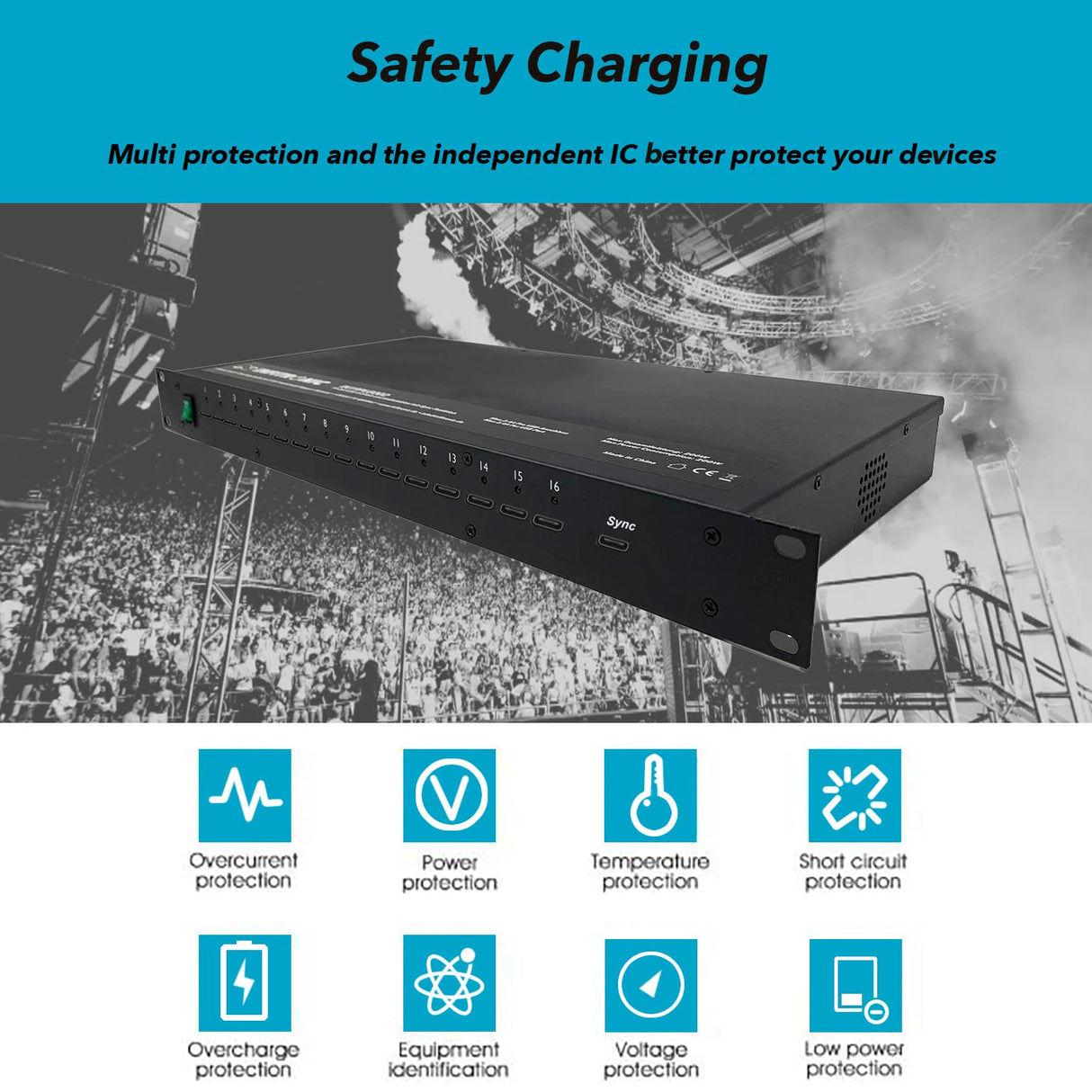 INFITRONIC - IN19PLG003-19 Pulgadas USB-C 3.0 Hub16 Puertos con estación de Carga y sincronización (Montaje en Rack de 1 UE)