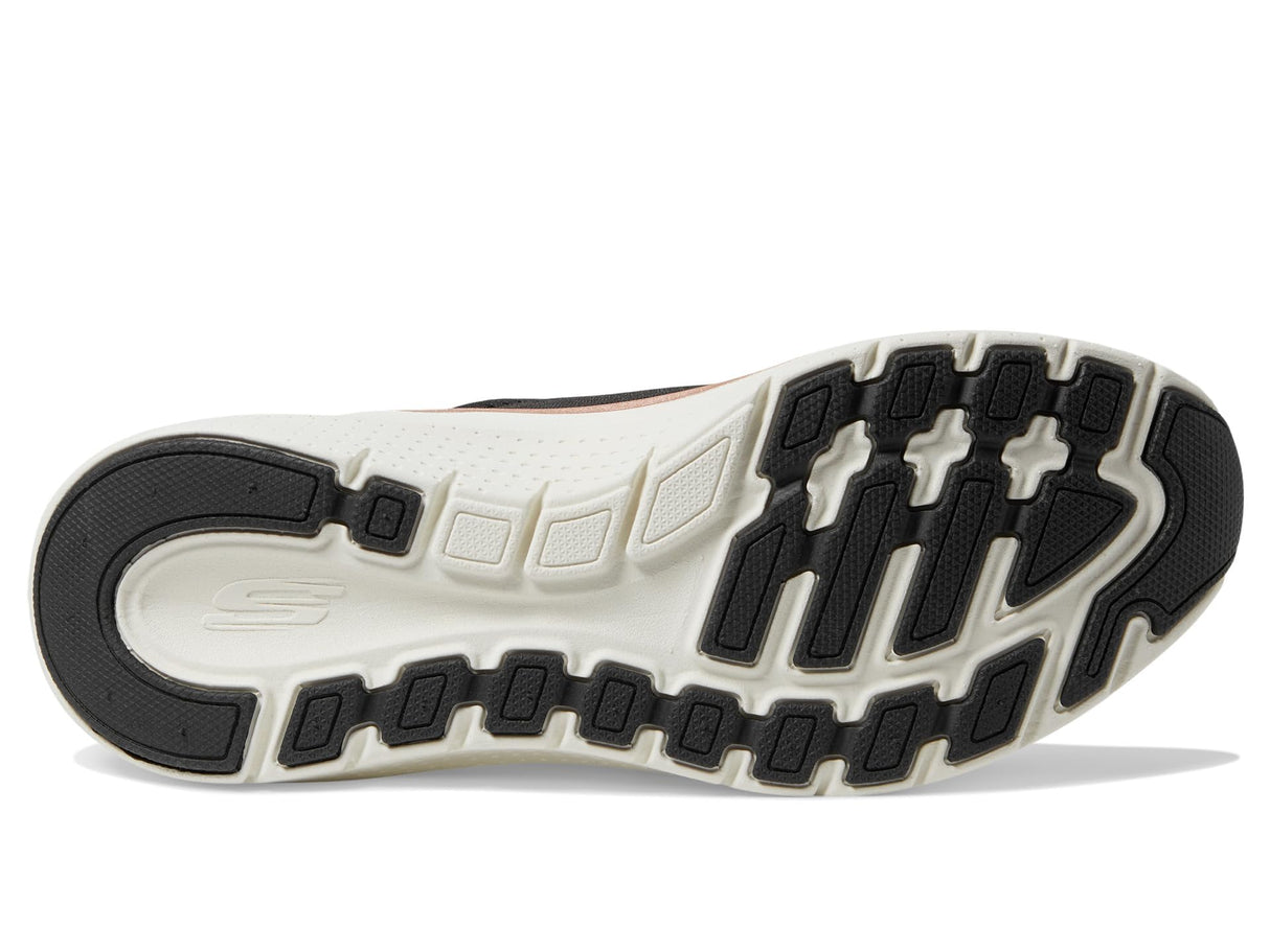Skechers Arch Fit 2.0 Glow The Distance, Zapatillas Mujer, Black Mesh/Rose Gold Trim, 38.5 EU